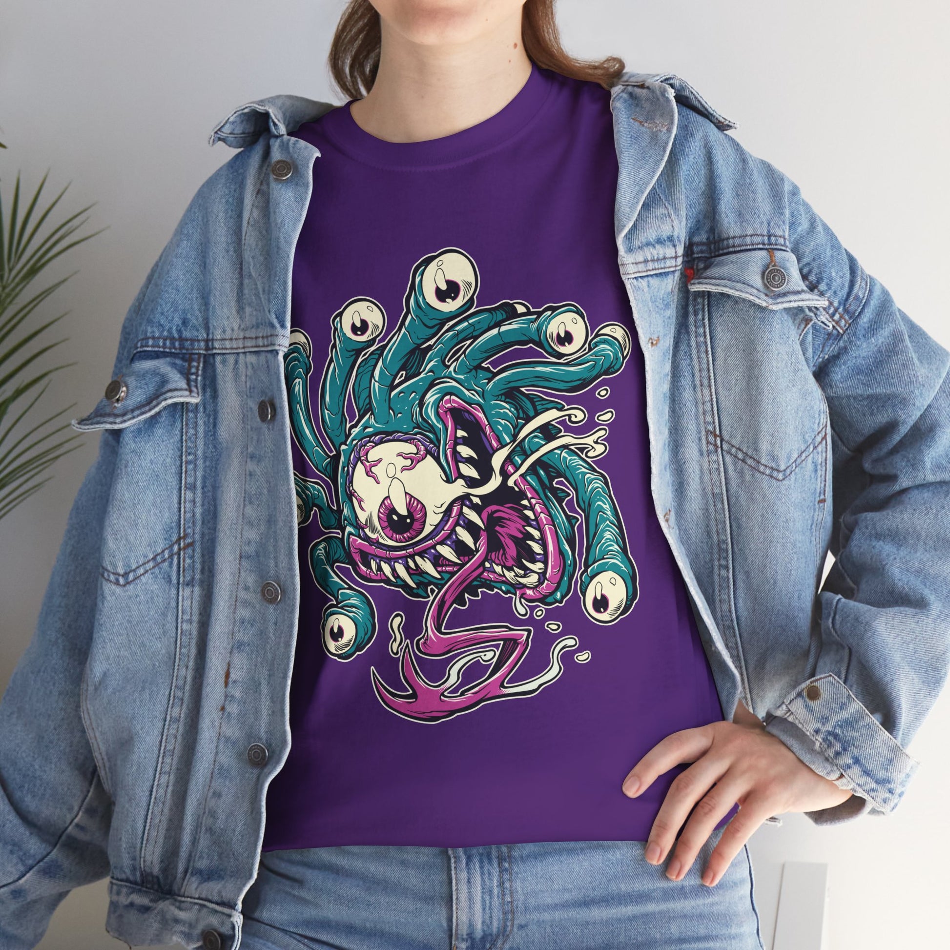 Eye Monster Graphic Tee — Retro Horror Tentacle Skull Shirt Printify