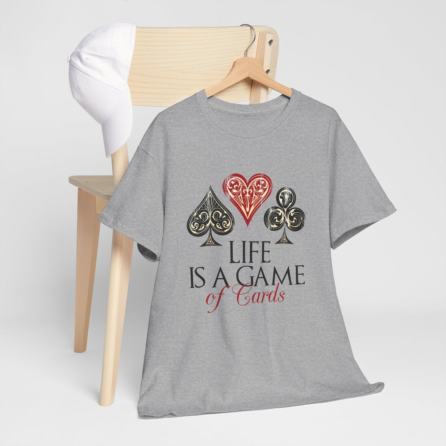 Life Is a Game of Cards Graphic Tee — Poker Suit Heart Spade Club Diamond T-Shirt Printify