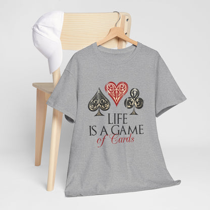 Life Is a Game of Cards Graphic Tee — Poker Suit Heart Spade Club Diamond T-Shirt Printify