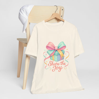 Share the Joy Gift Tee — Pastel Present Graphic T-Shirt Printify