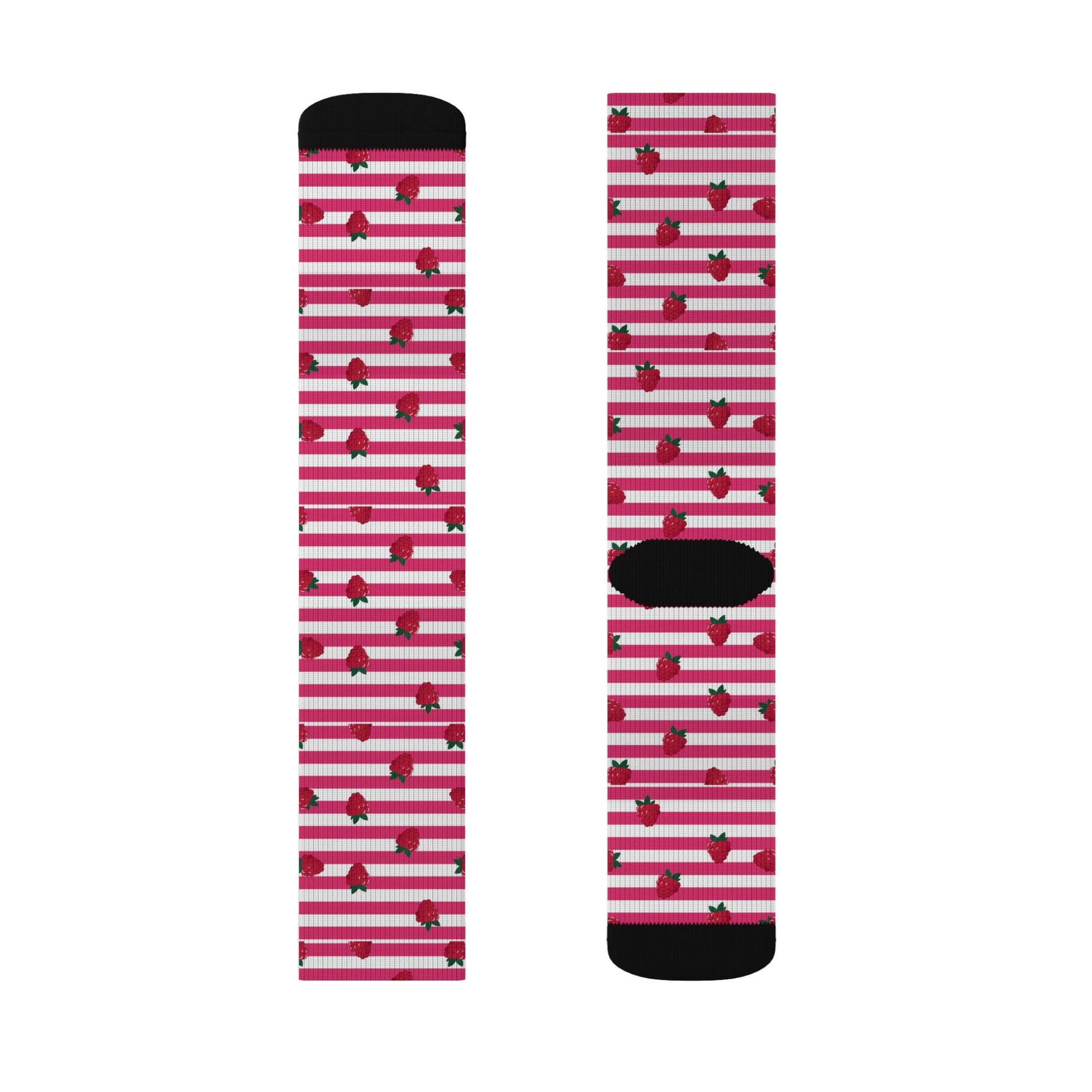 Heart Stripe Socks — Pink Valentine Sublimation Crew Socks Printify