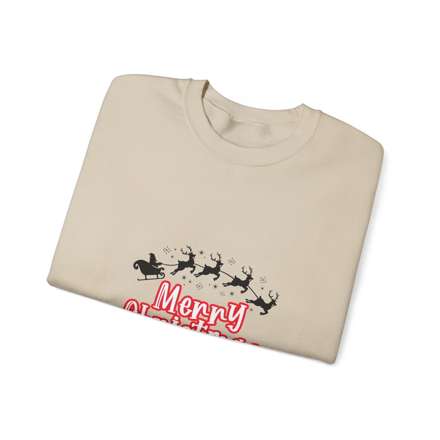Christmas Crewneck Sweatshirt - 'Merry Christmas' Santa Sleigh Holiday Sweatshirt Printify