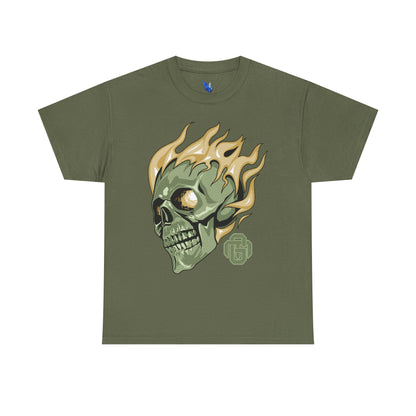 Flaming Green Skull Tee — Edgy Horror Graphic T-Shirt Printify