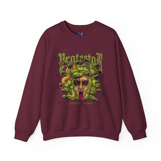 Medusa Graphic Sweatshirt — 'Protestor' Horror Myth Printify