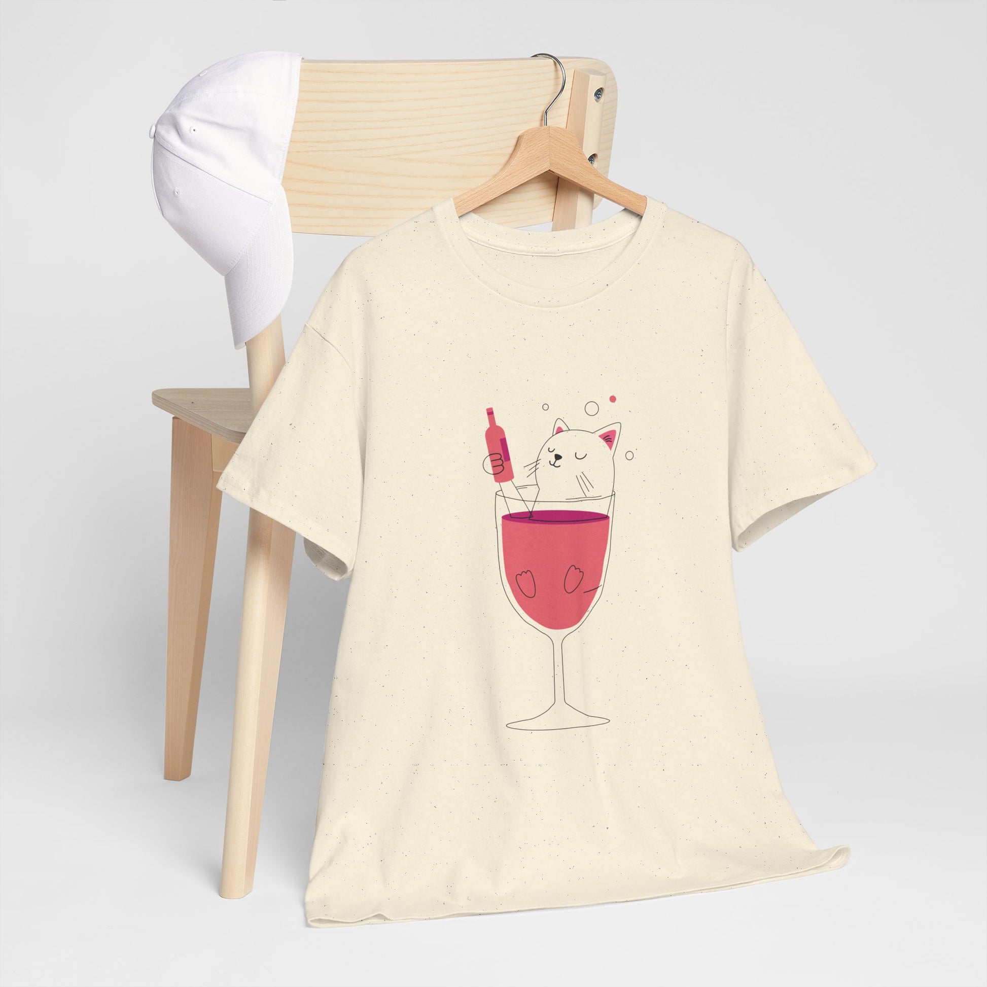 Wine Glass Cat T-Shirt — Cute Cat in a Wine Glass Graphic Tee Printify