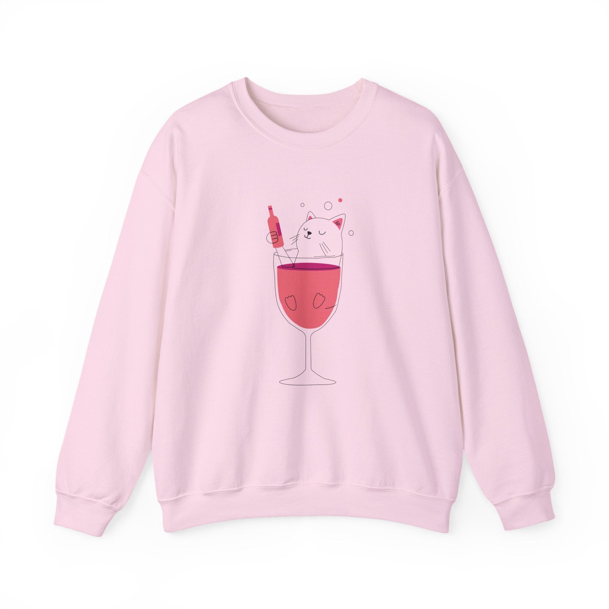 Wine Glass Sweatshirt — Cute Pouring Wine Illustration Crewneck Printify