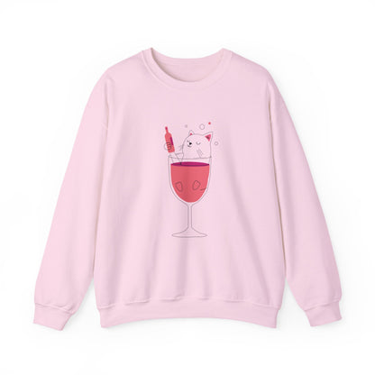 Wine Glass Sweatshirt — Cute Pouring Wine Illustration Crewneck Printify