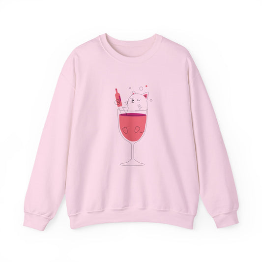 Wine Glass Sweatshirt — Cute Pouring Wine Illustration Crewneck Printify