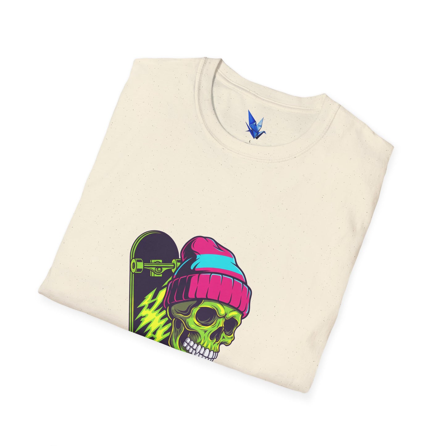 Skate or Die Skull T-Shirt — Neon Skateboard Graphic Tee Printify