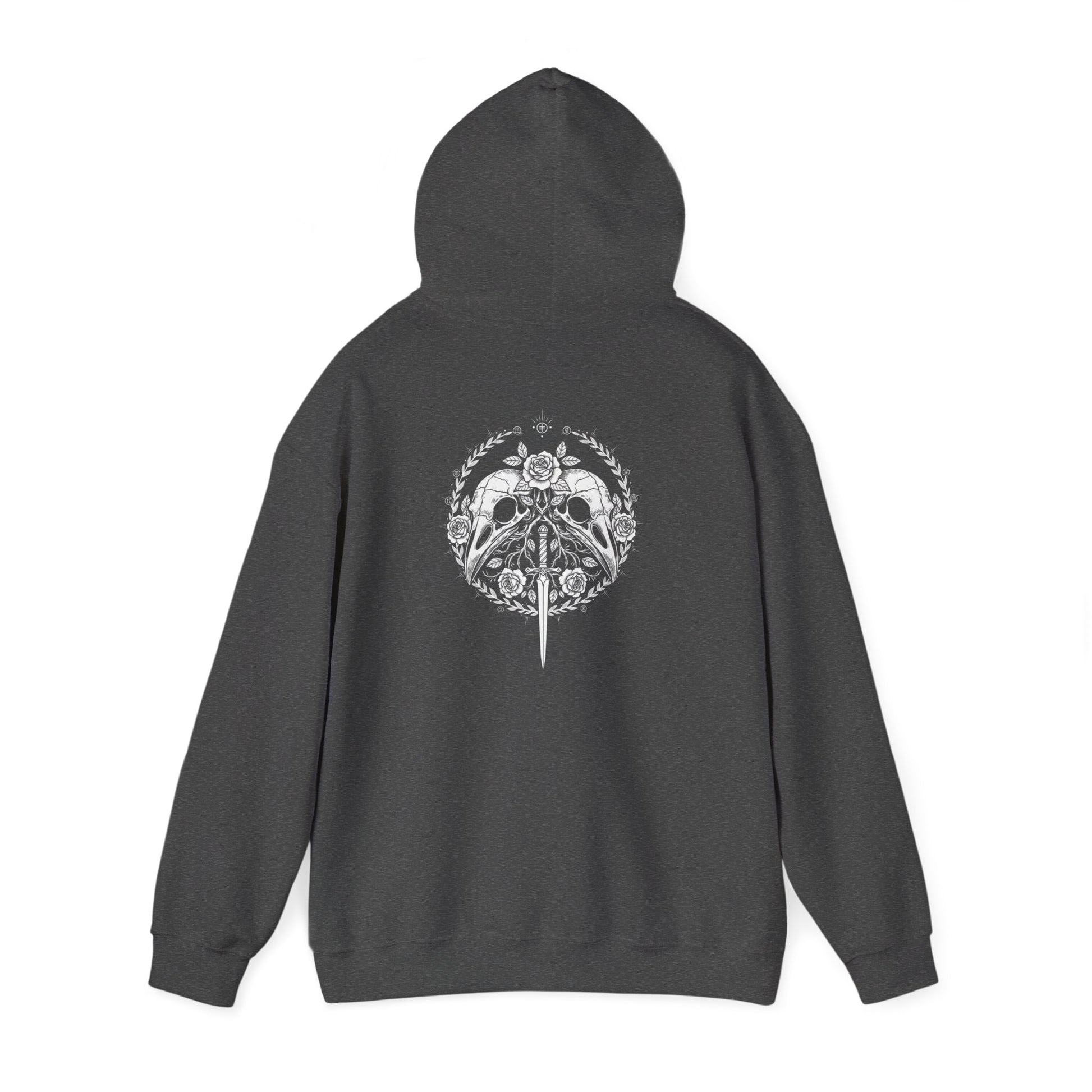Sword Crest Hoodie — Gothic Floral Sword Graphic Printify