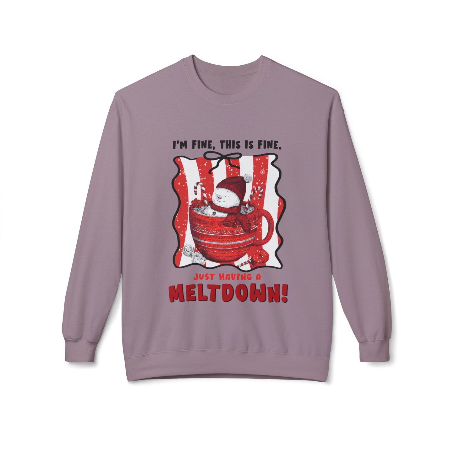 Sweatshirt — "I’m Fine, This Is Fine" Melting Penguin Crewneck Printify