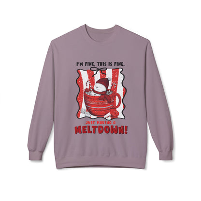 Sweatshirt — "I’m Fine, This Is Fine" Melting Penguin Crewneck Printify