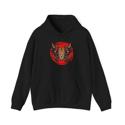 Tiger Demon Hoodie – Red Circle Oni Mask Graphic Printify