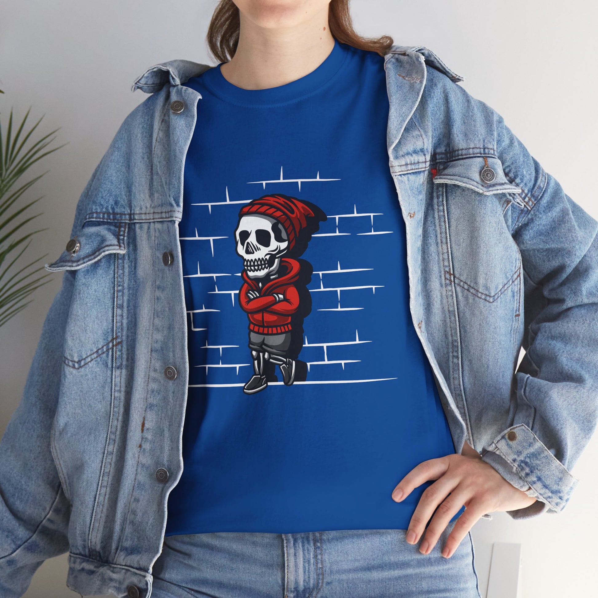 Skeleton Against the Wall T-Shirt Printify
