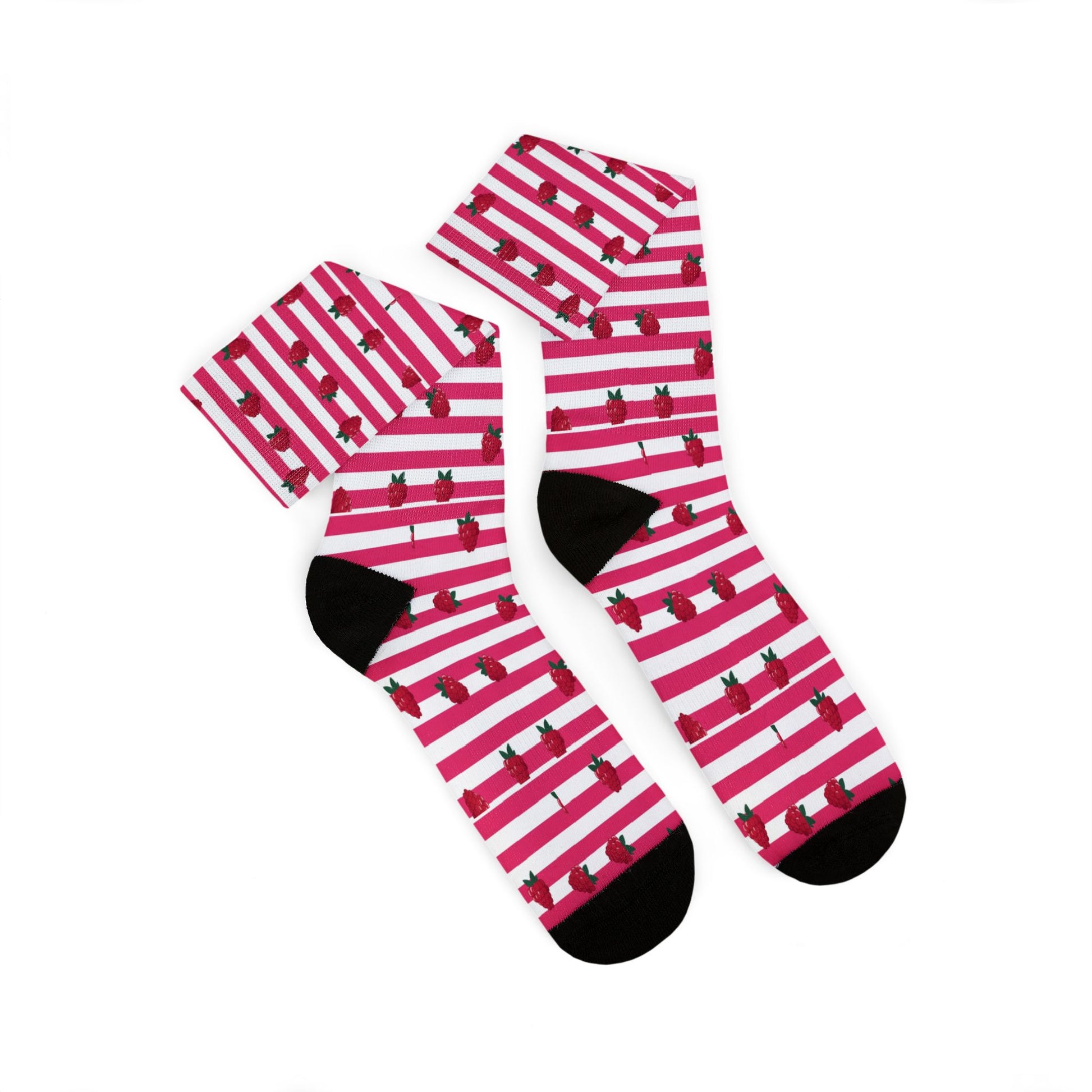 Heart Stripe Socks — Pink Valentine Sublimation Crew Socks Printify
