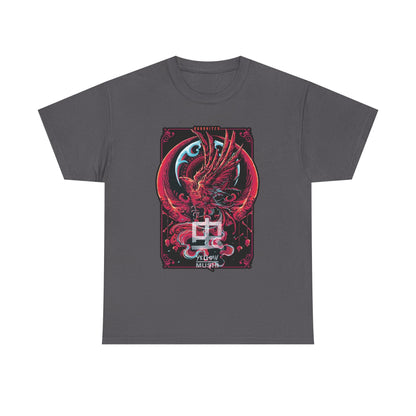 Red Phoenix Japanese Dragon T-Shirt — Mythic Samurai Crest Graphic Tee Printify