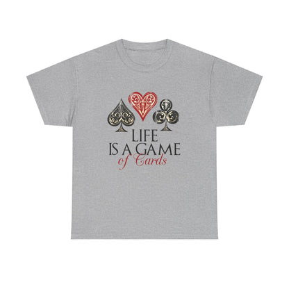 Life Is a Game of Cards Graphic Tee — Poker Suit Heart Spade Club Diamond T-Shirt Printify