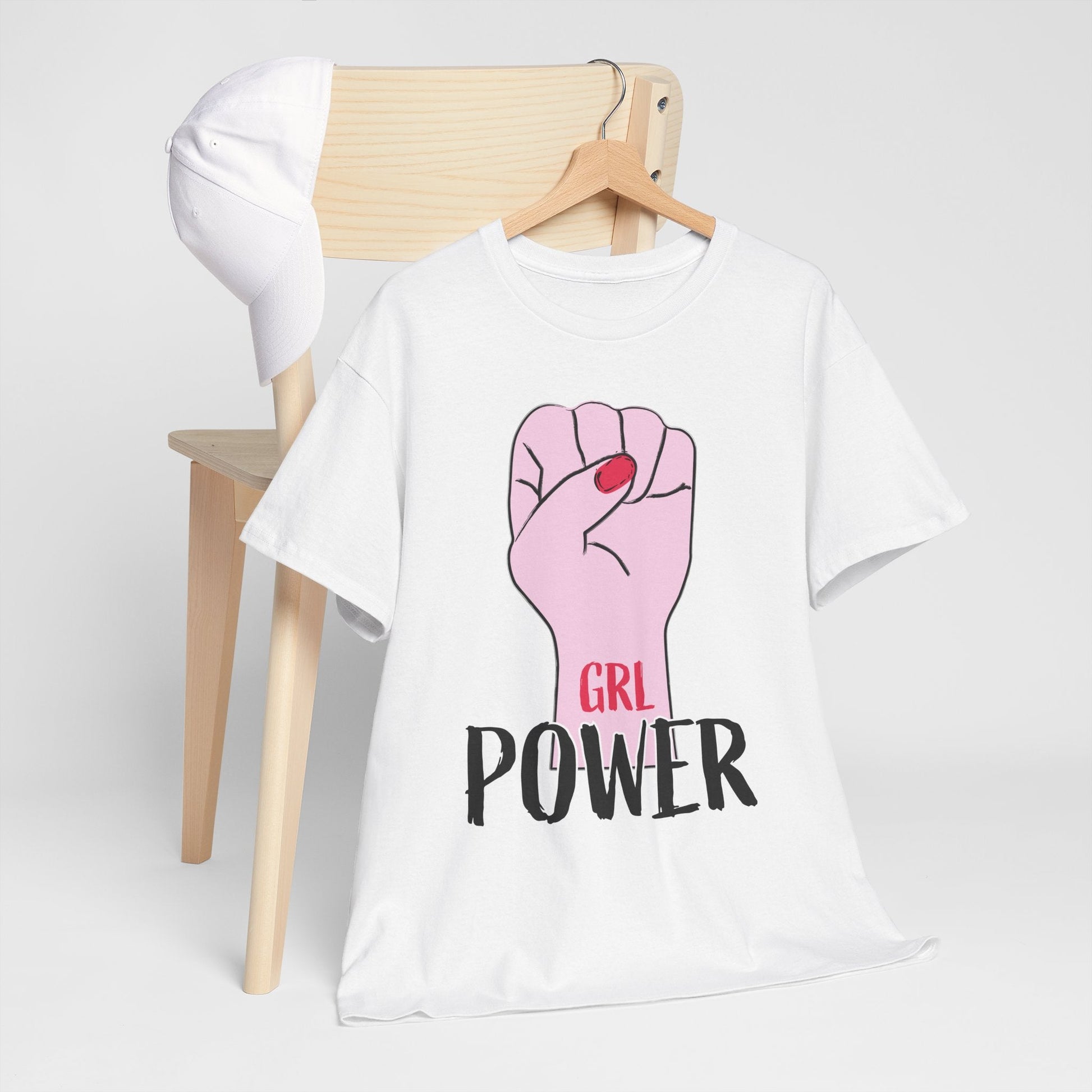 Girl Power T-Shirt — Feminist Raised Fist Tee (Pink Nail Design) Printify