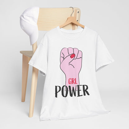 Girl Power T-Shirt — Feminist Raised Fist Tee (Pink Nail Design) Printify