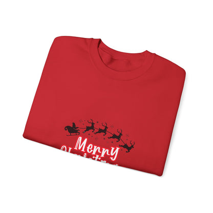 Christmas Crewneck Sweatshirt - 'Merry Christmas' Santa Sleigh Holiday Sweatshirt Printify