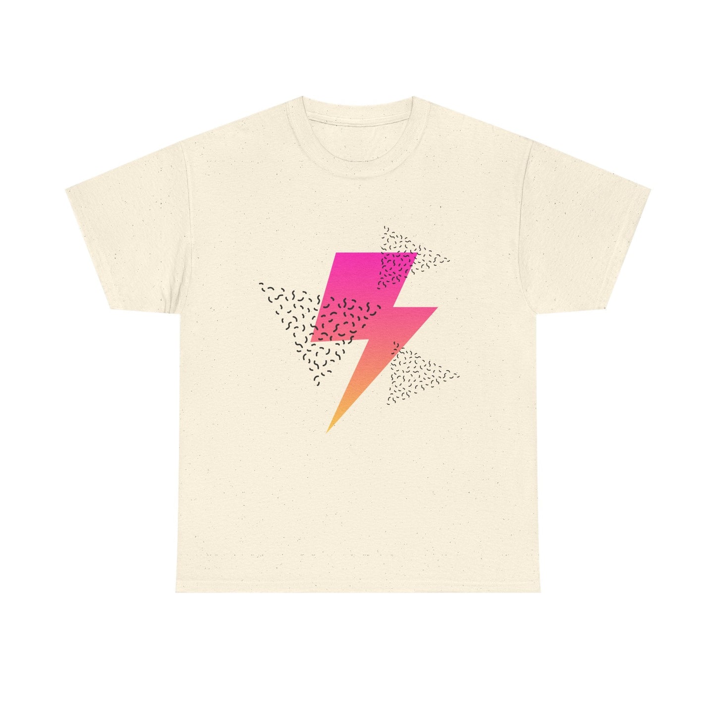 Lightning Bolt Graphic Tee — Retro Pink & Orange Gradient Storm T-Shirt Printify