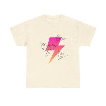 Lightning Bolt Graphic Tee — Retro Pink & Orange Gradient Storm T-Shirt Printify