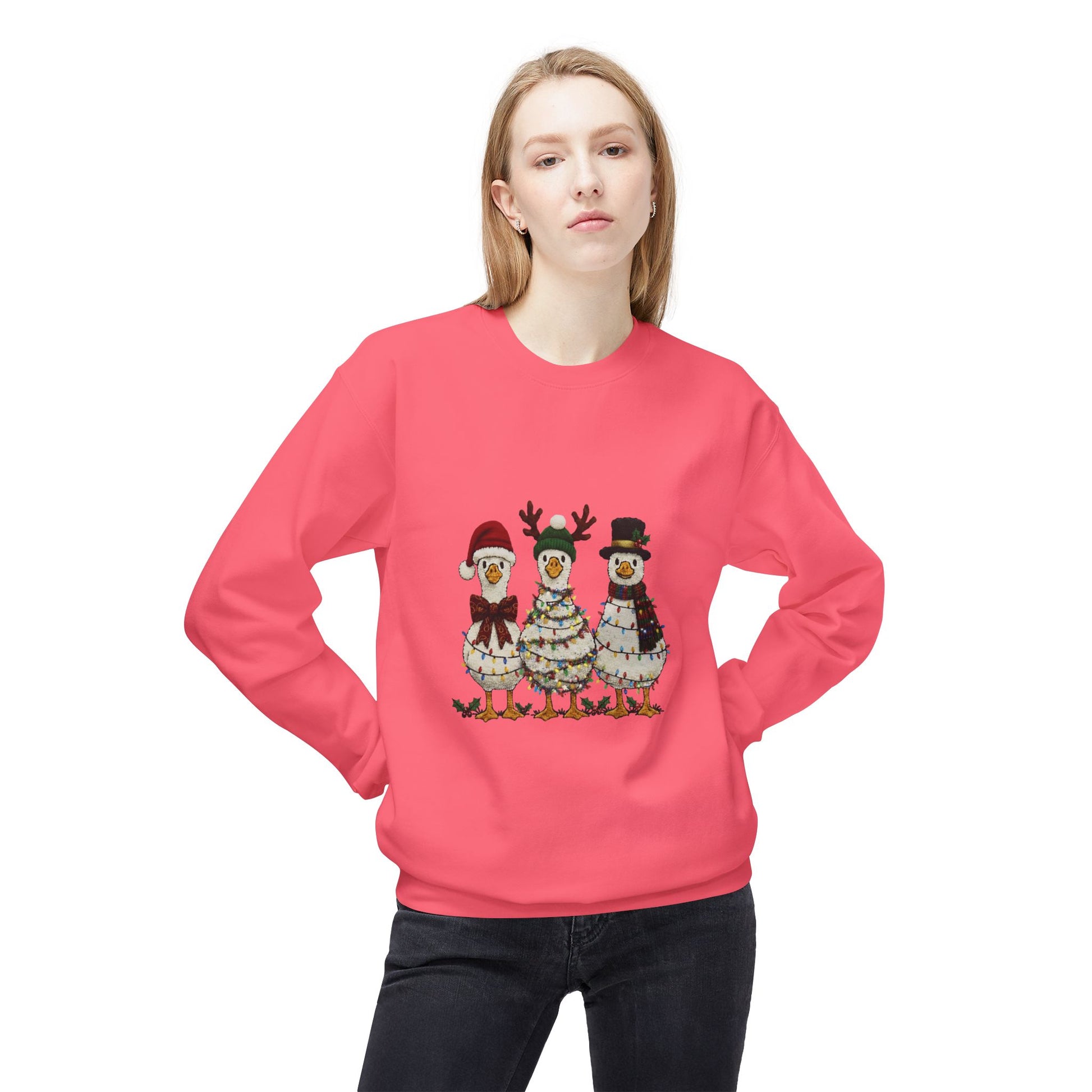Christmas Duck Family Sweatshirt — Festive Holiday Trio Crewneck Printify