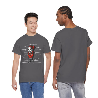 Skeleton Against the Wall T-Shirt Printify