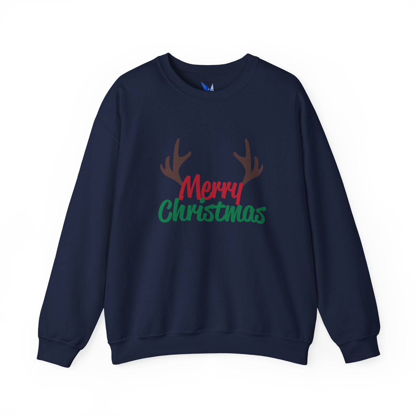 Merry Christmas Reindeer Antlers Crewneck Sweatshirt Printify