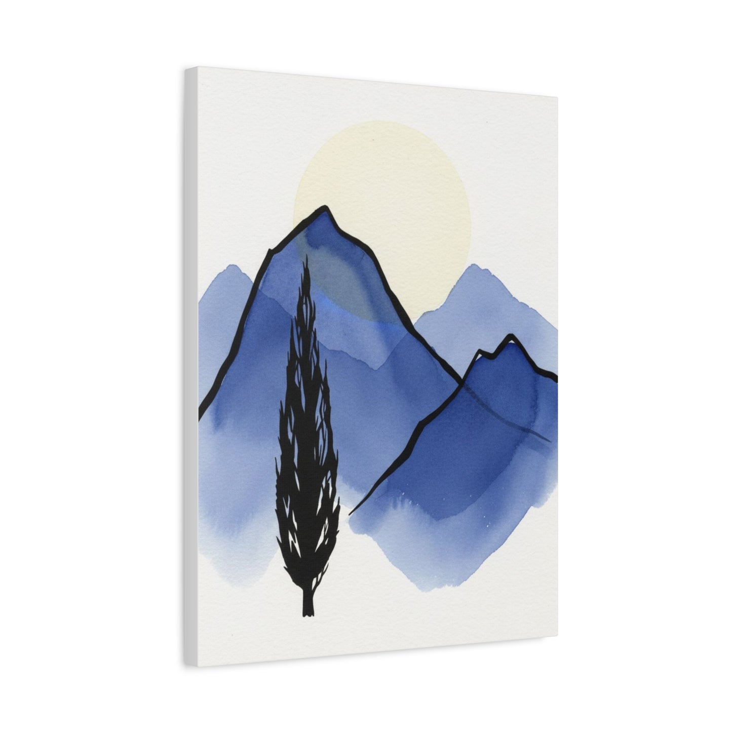Blue Mountain Watercolor Canvas Wall Art — Minimal Landscape Print Printify
