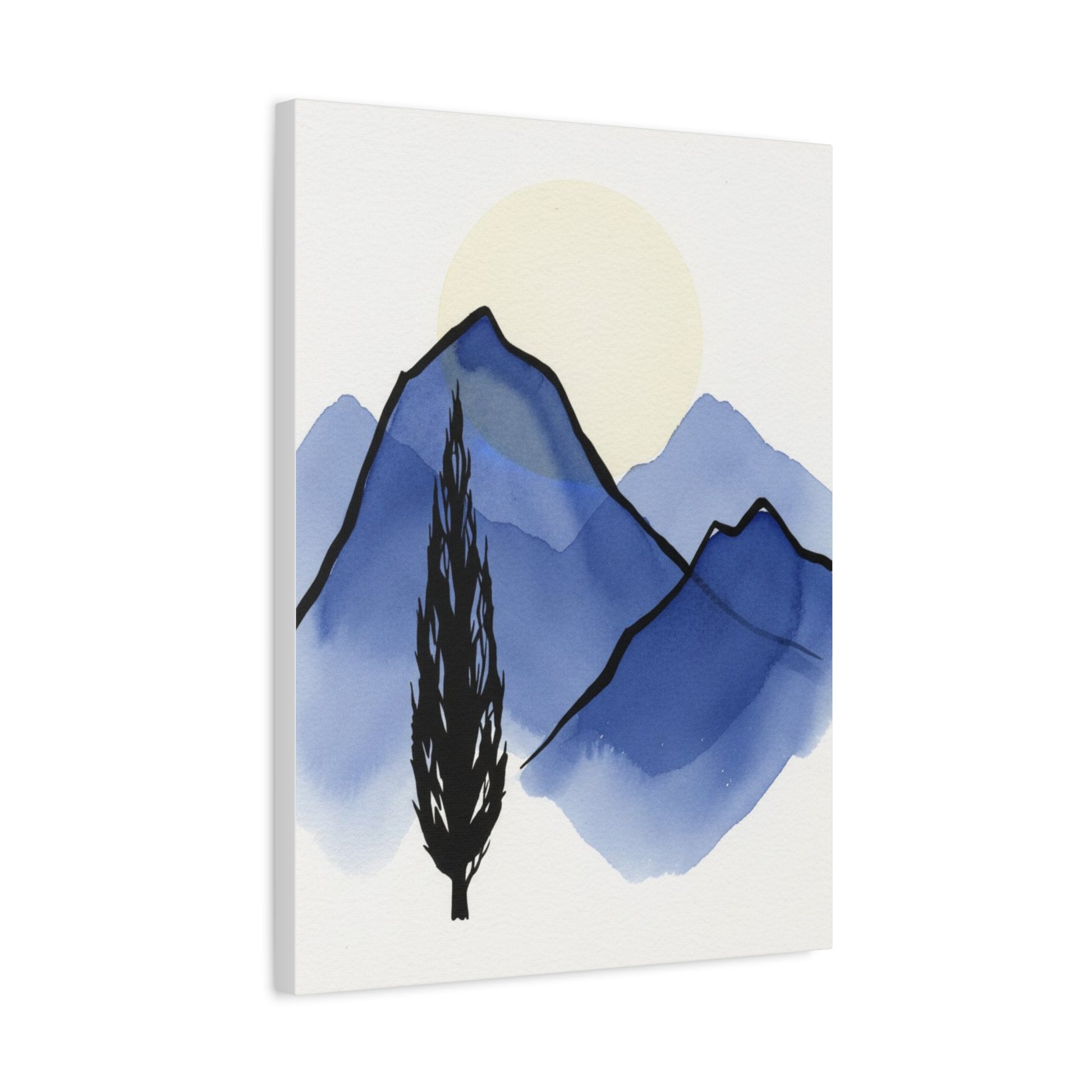 Blue Mountain Watercolor Canvas Wall Art — Minimal Landscape Print Printify