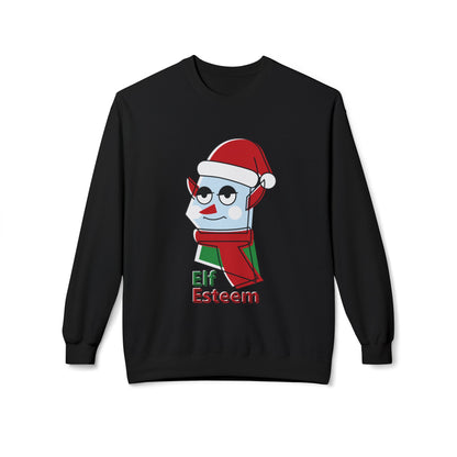 Elf Esteem Crewneck Sweatshirt — Funny Retro Holiday Christmas Sweater Printify