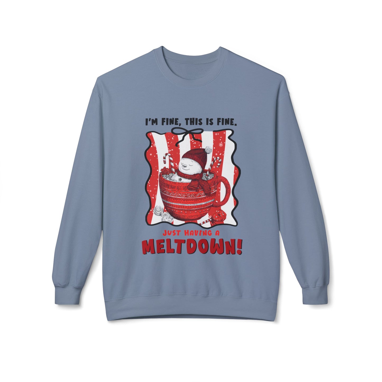 Sweatshirt — "I’m Fine, This Is Fine" Melting Penguin Crewneck Printify