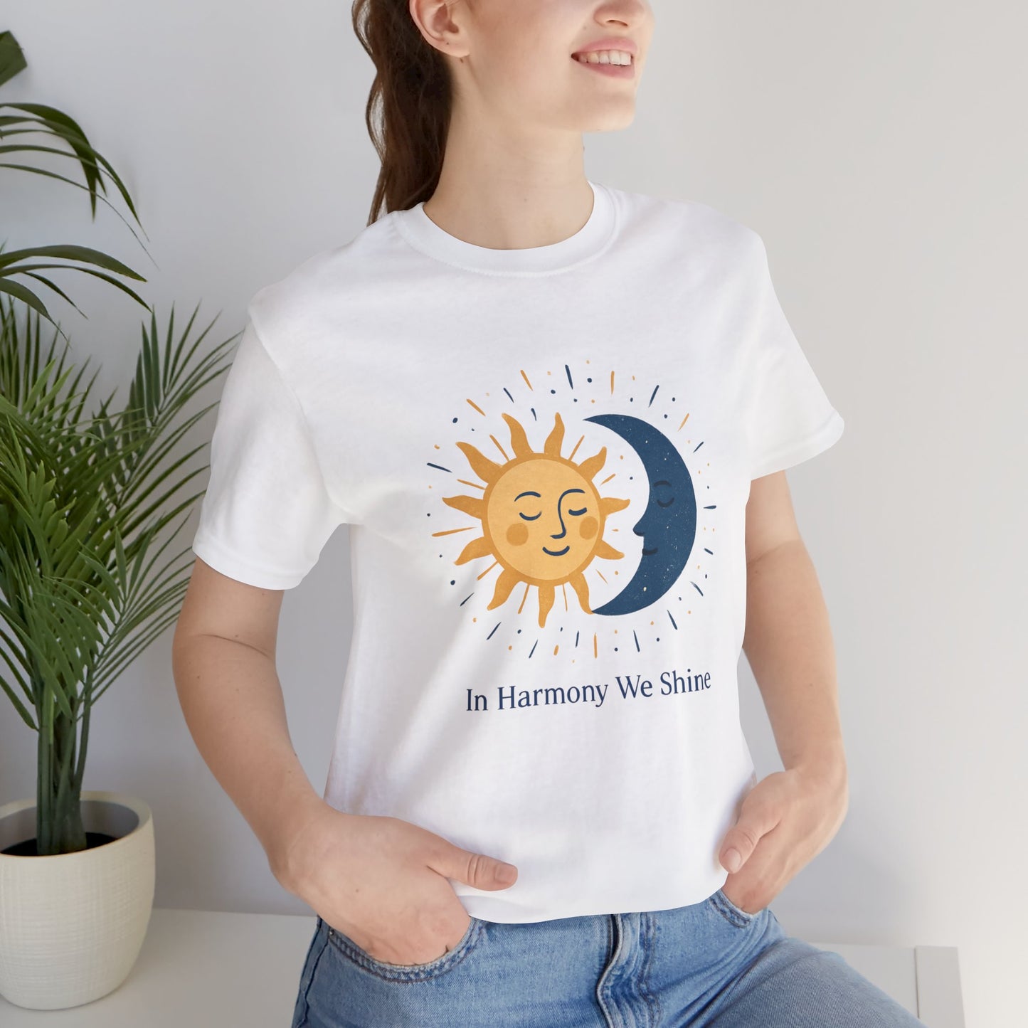Sun & Moon Harmony Tee — "In Harmony We Shine" Graphic T-Shirt Printify