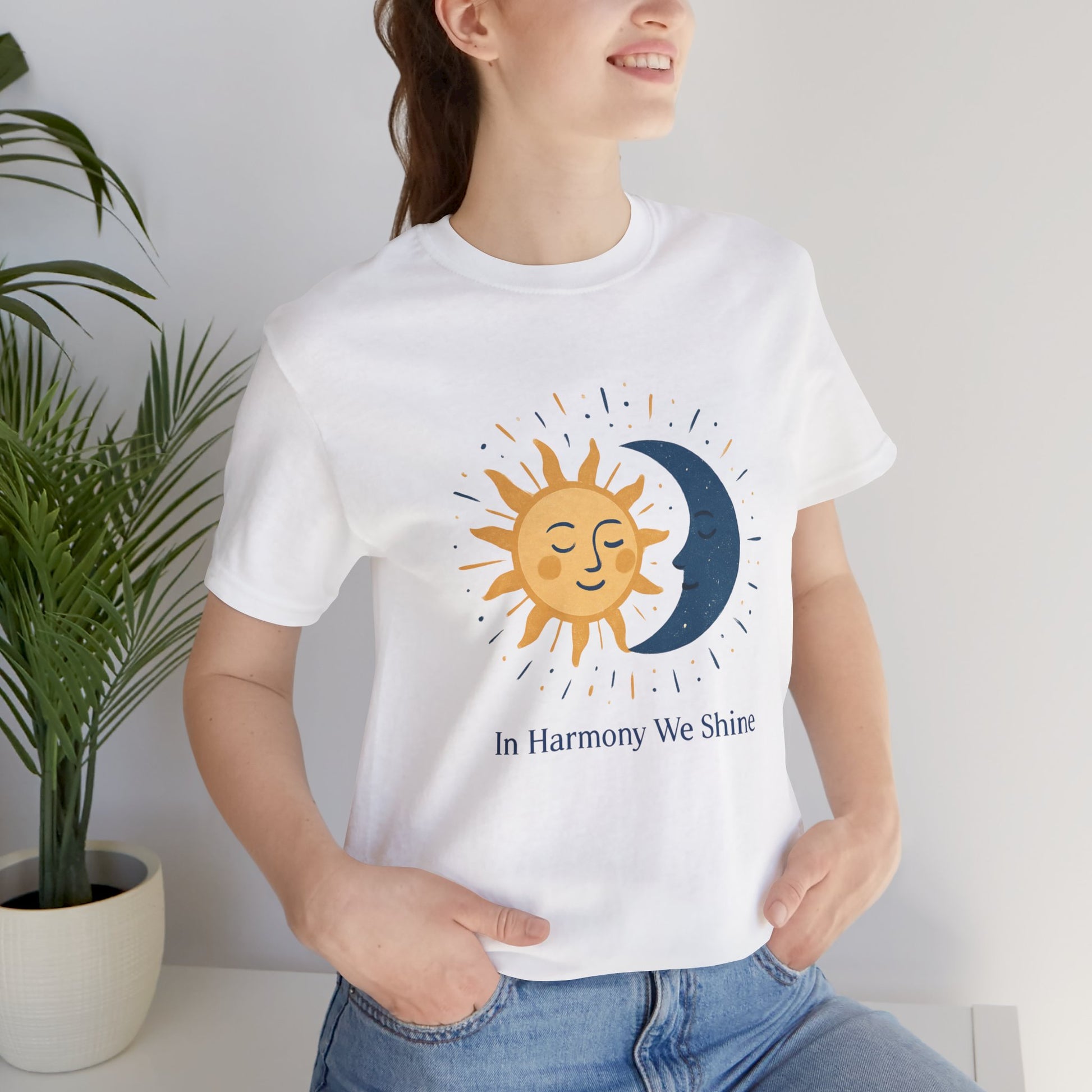 Sun & Moon Harmony Tee — "In Harmony We Shine" Graphic T-Shirt Printify