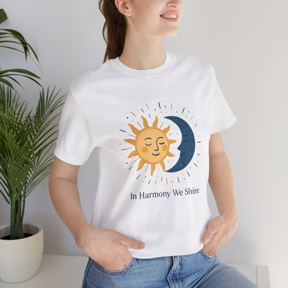 Sun & Moon Harmony Tee — "In Harmony We Shine" Graphic T-Shirt Printify