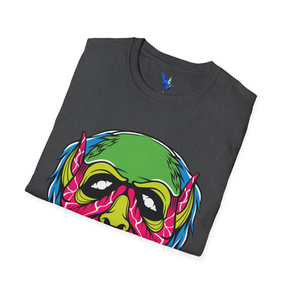 Horror Neon Zombie Skull T-Shirt Printify