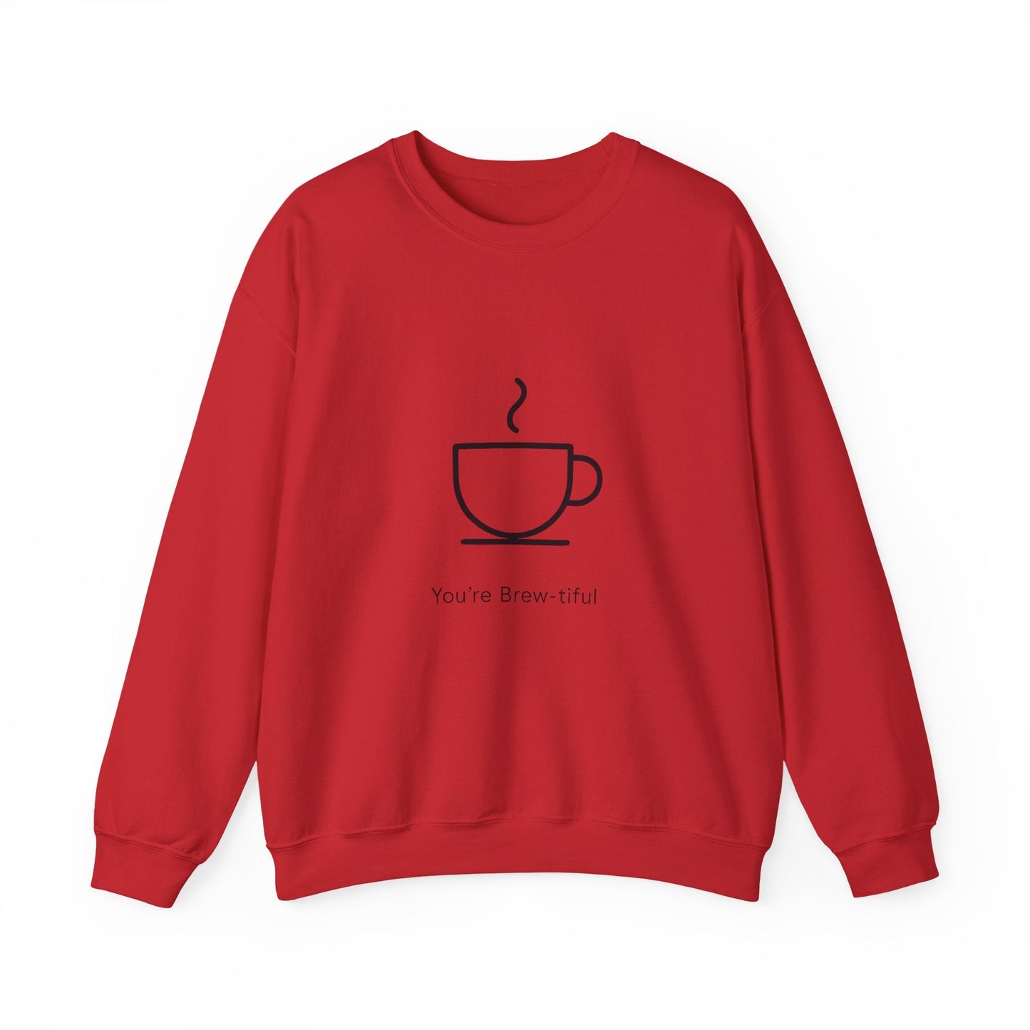 Coffee Crewneck Sweatshirt — "You're Brew-tiful" Minimalist Coffee Lover Gift Printify