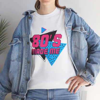 80's Made Me T-Shirt — Retro 1980s Neon Vintage Graphic Tee Printify