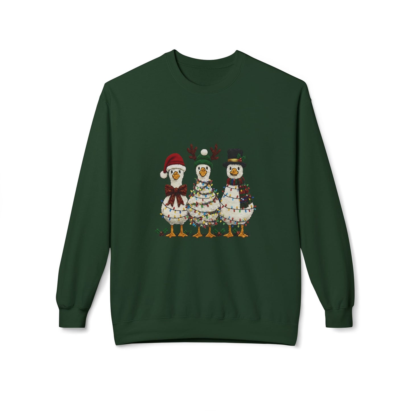 Christmas Duck Family Sweatshirt — Festive Holiday Trio Crewneck Printify