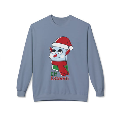 Elf Esteem Crewneck Sweatshirt — Funny Retro Holiday Christmas Sweater Printify