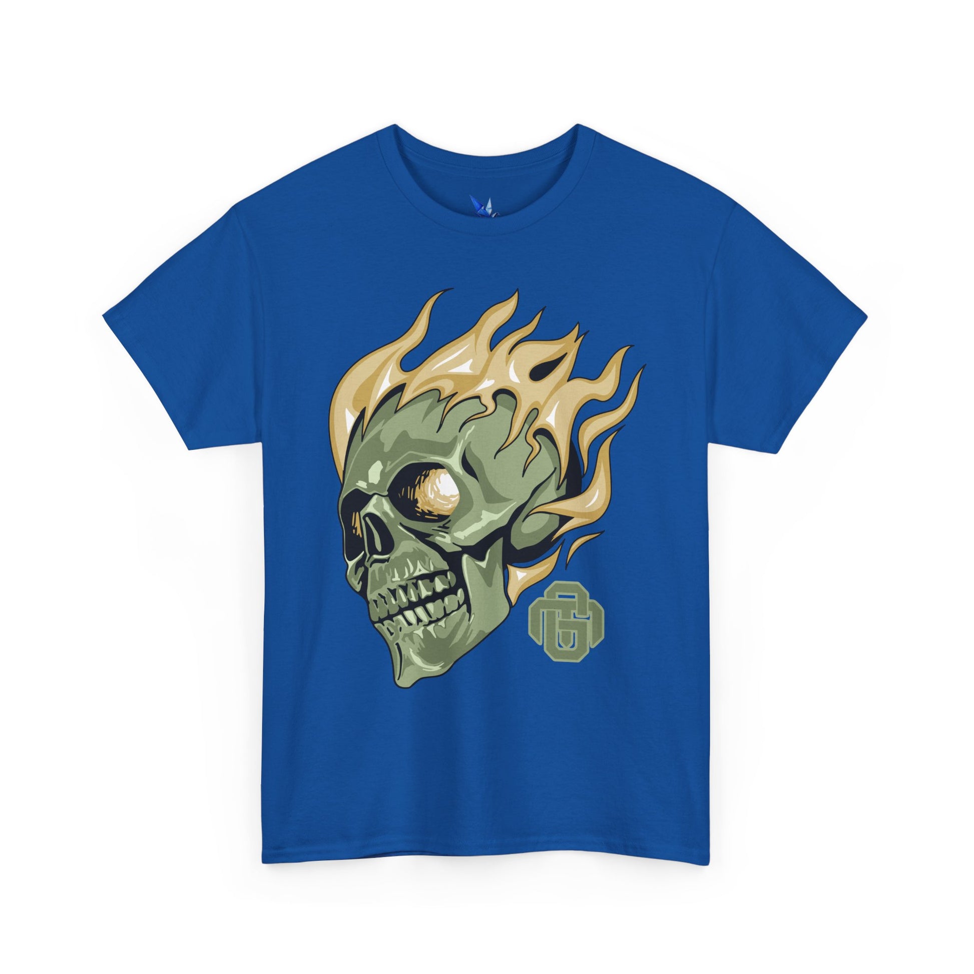 Flaming Green Skull Tee — Edgy Horror Graphic T-Shirt Printify