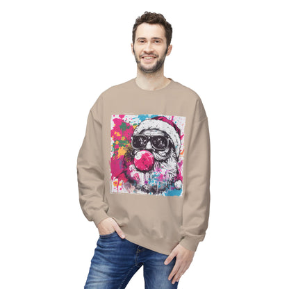 Skull Santa Bubblegum Sweatshirt – Colorful Holiday Graphic Crewneck Printify