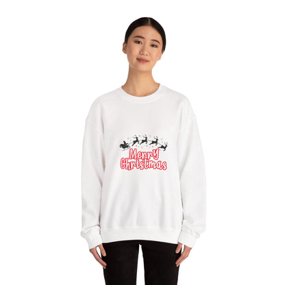 Christmas Crewneck Sweatshirt - 'Merry Christmas' Santa Sleigh Holiday Sweatshirt Printify