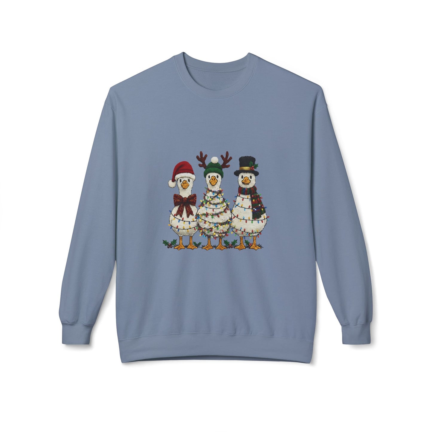 Christmas Duck Family Sweatshirt — Festive Holiday Trio Crewneck Printify