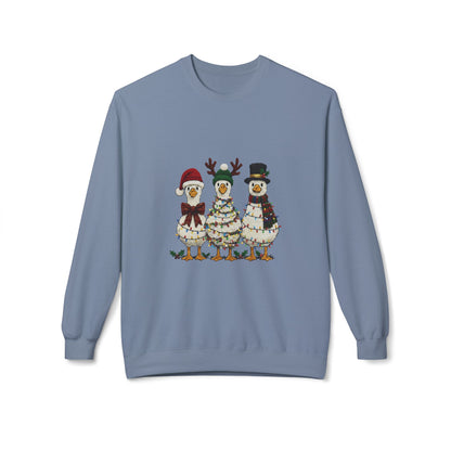 Christmas Duck Family Sweatshirt — Festive Holiday Trio Crewneck Printify
