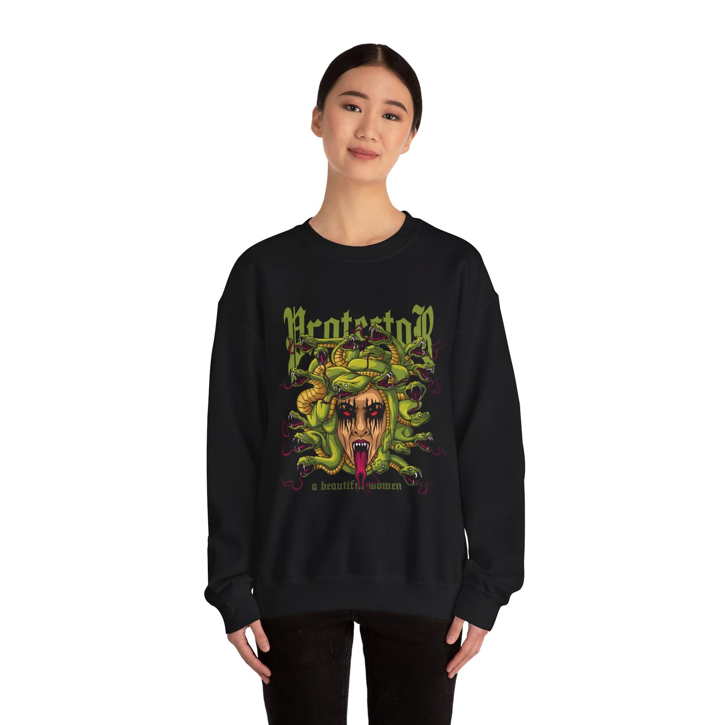 Medusa Graphic Sweatshirt — 'Protestor' Horror Myth Printify