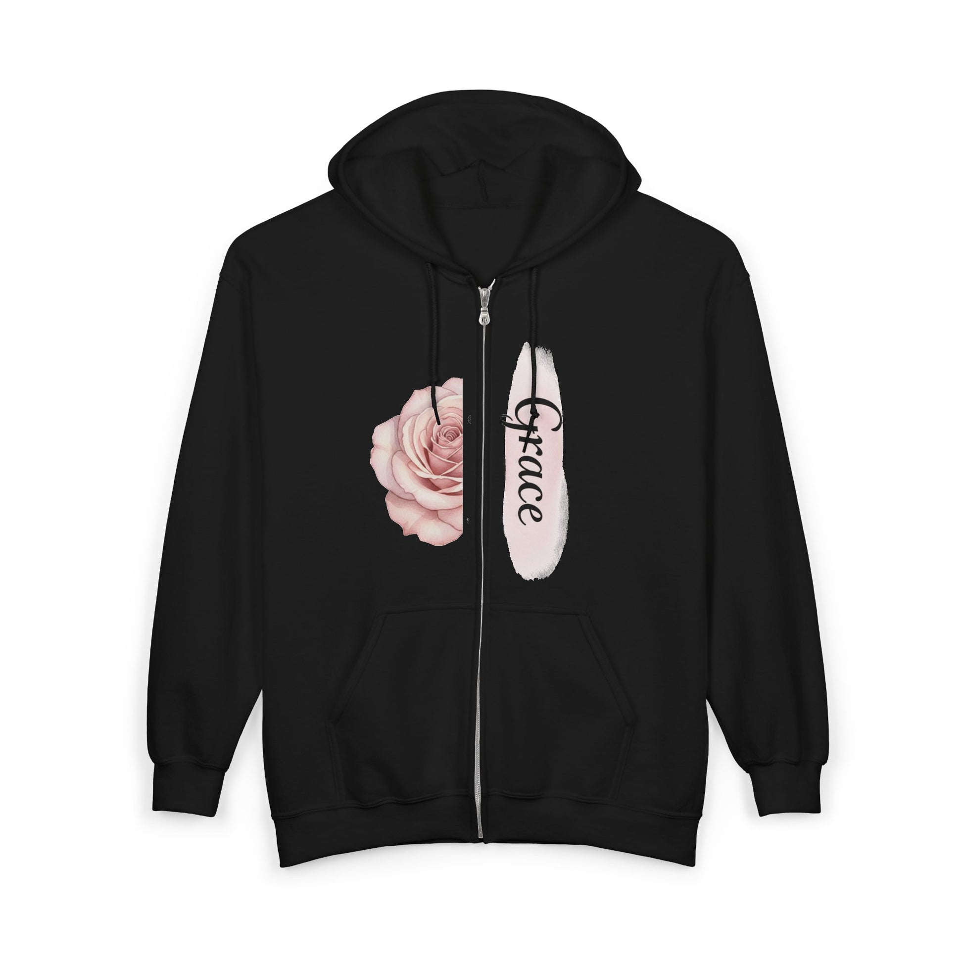 Grace Floral Zip Hoodie — Women's Rose Grace Full‑Zip Hoodie Printify