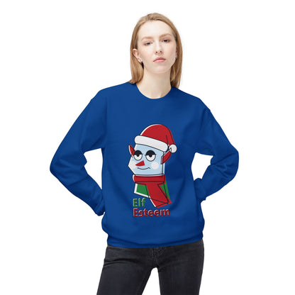 Elf Esteem Crewneck Sweatshirt — Funny Retro Holiday Christmas Sweater Printify