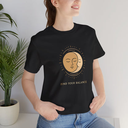 Sun & Moon Minimalist Tee — Celestial Face Graphic T-Shirt Printify